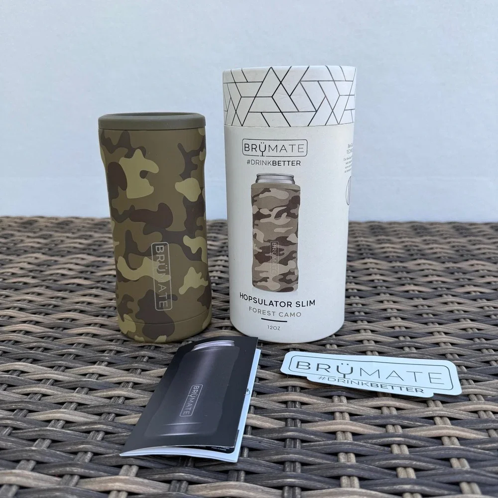 BrüMate Hopsulator Slim 12 oz Forest Camo Can Cooler New Open Box